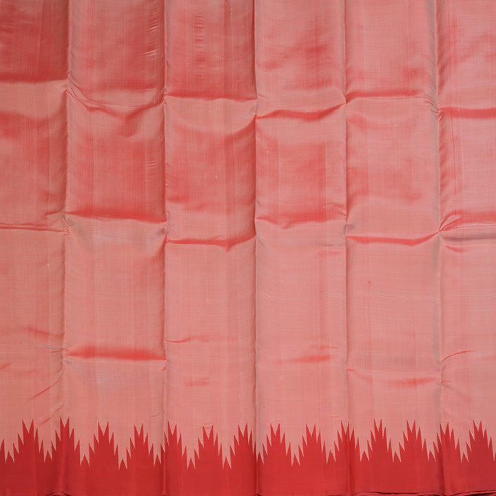 Hayagrivas Handloom Mild Red Kanjivaram Silk Saree with Temple Border KBE1377J1-2