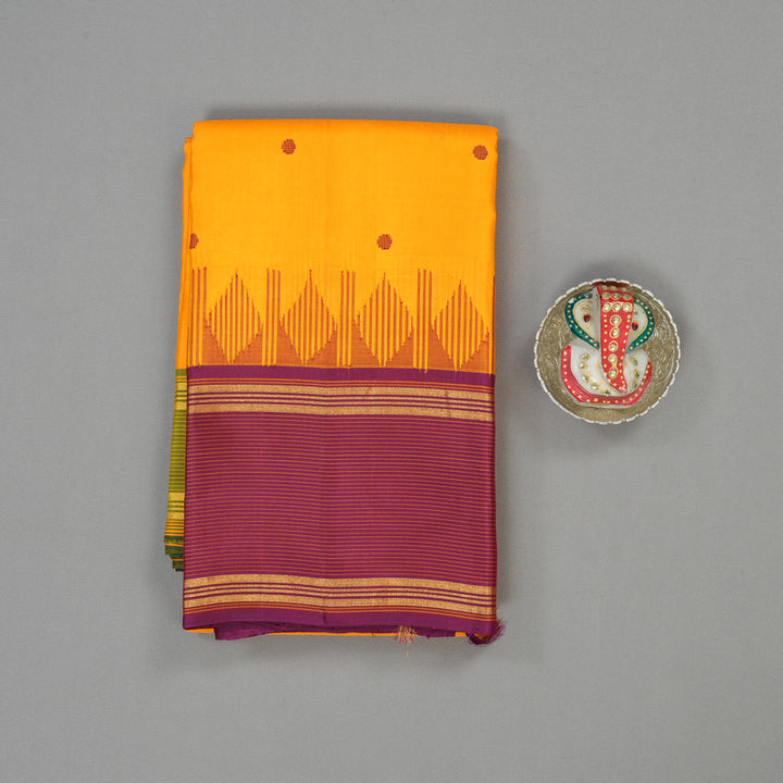 Hayagrivas Handloom Mango Orange Kanjivaram Silk Saree with Ganga Jamuna border KBE1377J2-2