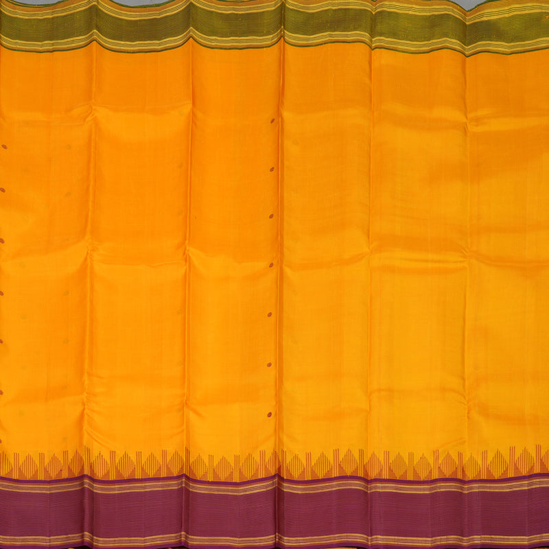 Hayagrivas Handloom Mango Orange Kanjivaram Silk Saree with Ganga Jamuna border KBE1377J2-2