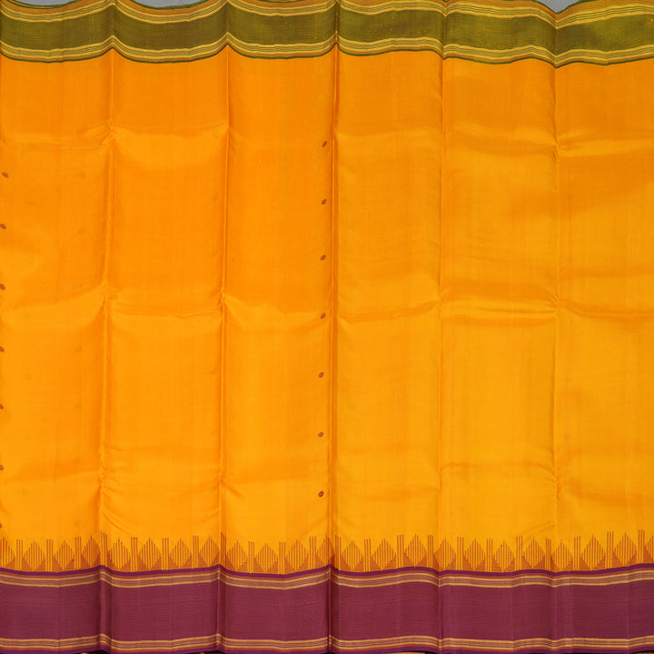 Hayagrivas Handloom Mango Orange Kanjivaram Silk Saree with Ganga Jamuna border KBE1377J2-2