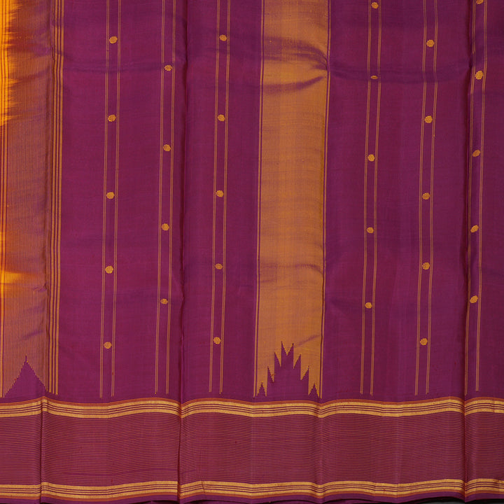 Hayagrivas Handloom Mango Orange Kanjivaram Silk Saree with Ganga Jamuna border KBE1377J2-2