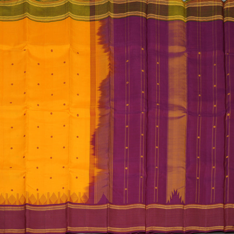 Hayagrivas Handloom Mango Orange Kanjivaram Silk Saree with Ganga Jamuna border KBE1377J2-2