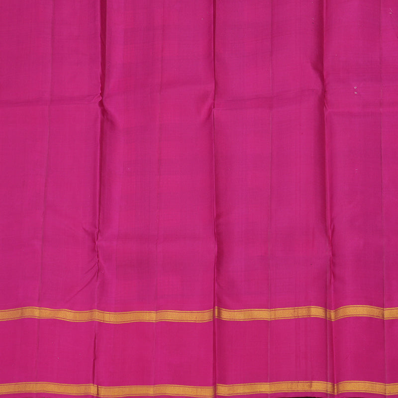 Hayagrivas Handloom Black & White Checks Kanjivaram Silk Saree with Magenta Border KBE1378J3-1