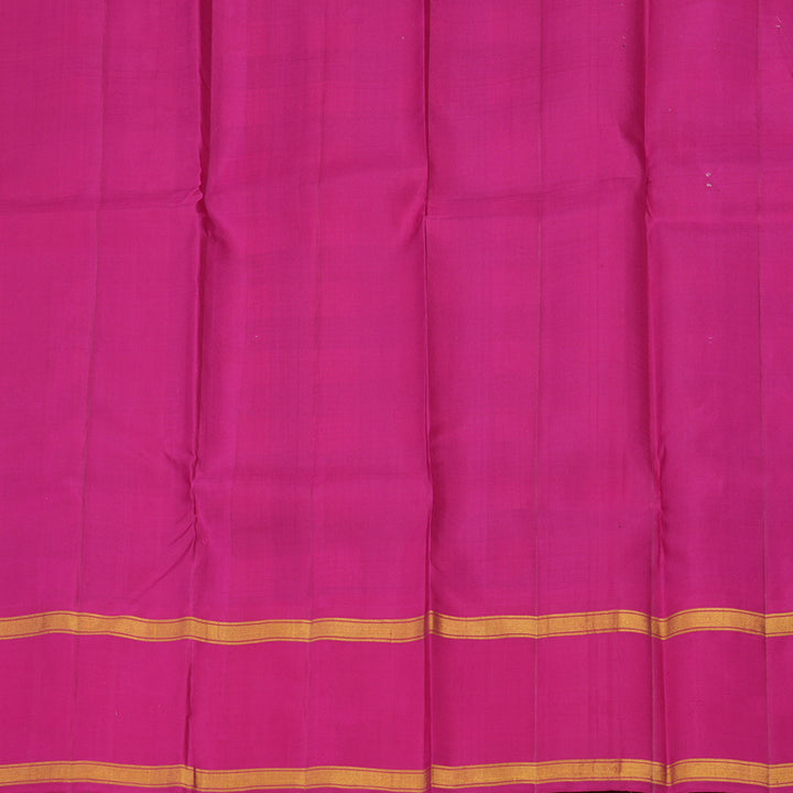 Hayagrivas Handloom Black & White Checks Kanjivaram Silk Saree with Magenta Border KBE1378J3-1