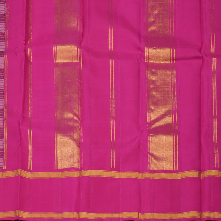 Hayagrivas Handloom Black & White Checks Kanjivaram Silk Saree with Magenta Border KBE1378J3-1