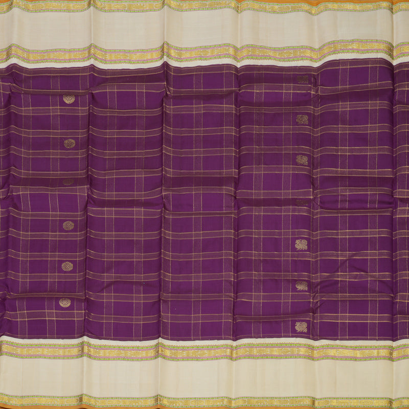 Hayagrivas Handloom Deep Violet Kanjivaram Silk Saree with Beige Border KBE1378J8-1
