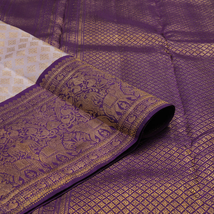 Hayagrivas Handloom Onion Pink Kanjivaram Silk Saree with Violet border KBE1379J2-1