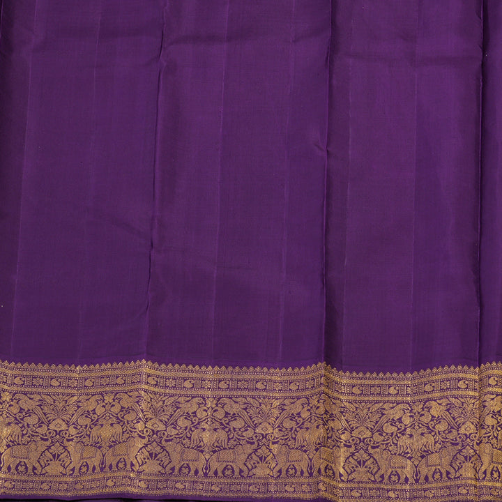 Hayagrivas Handloom Onion Pink Kanjivaram Silk Saree with Violet border KBE1379J2-1