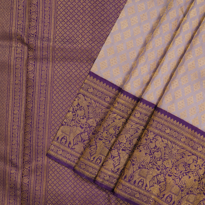Hayagrivas Handloom Onion Pink Kanjivaram Silk Saree with Violet border KBE1379J2-1