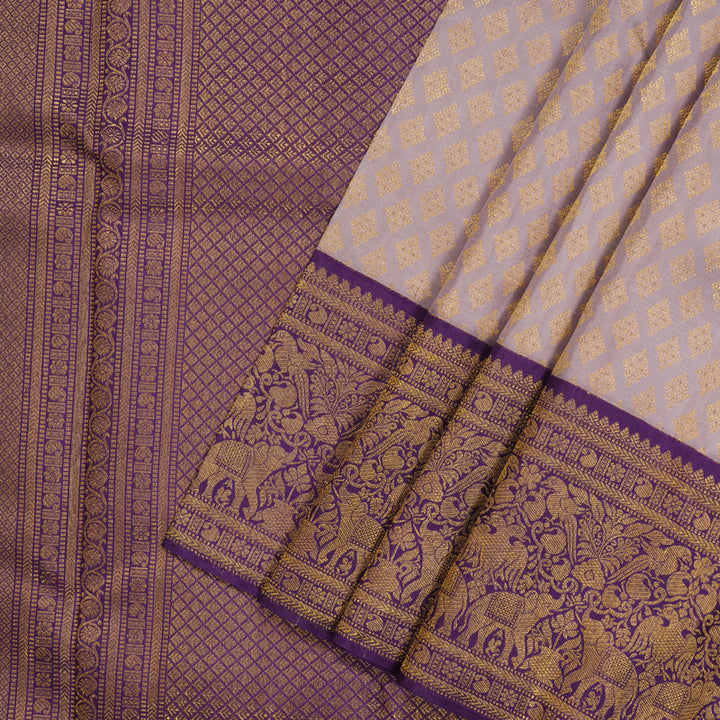 Hayagrivas Handloom Onion Pink Kanjivaram Silk Saree with Violet border KBE1379J2-1