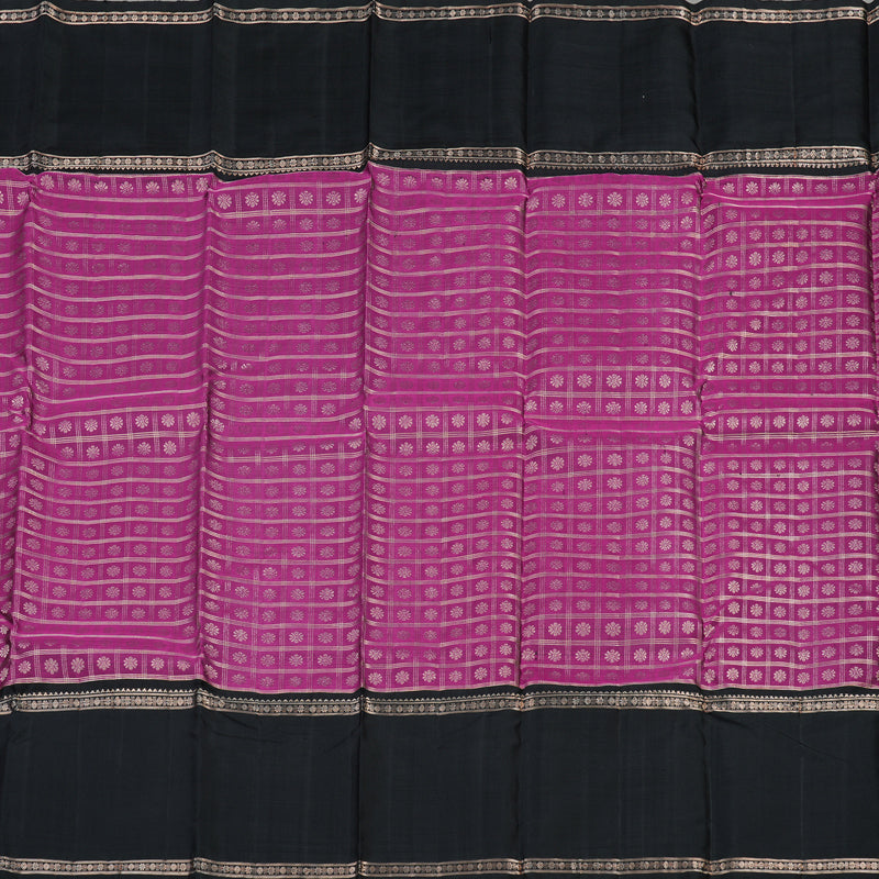 Hayagrivas Handloom Wine Purple Kanjivaram Silk Saree with Black Border KBE1379J4-1