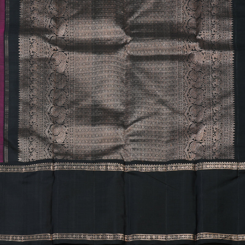 Hayagrivas Handloom Wine Purple Kanjivaram Silk Saree with Black Border KBE1379J4-1