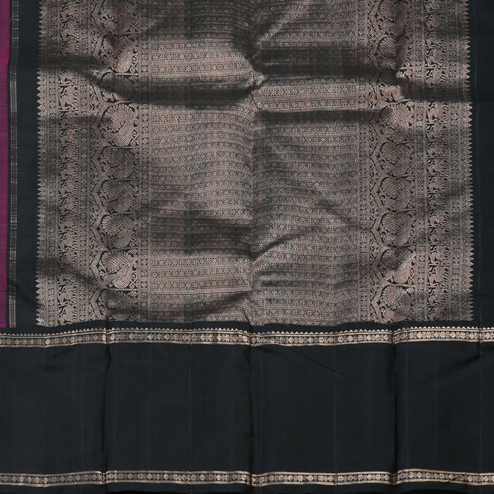 Hayagrivas Handloom Wine Purple Kanjivaram Silk Saree with Black Border KBE1379J4-1