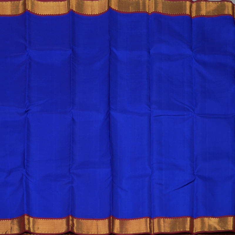 Hayagrivas Handloom MS Blue Kanjivaram Silk Saree with Maroon border KBE1379J6-1