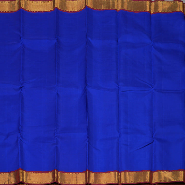 Hayagrivas Handloom MS Blue Kanjivaram Silk Saree with Maroon border KBE1379J6-1
