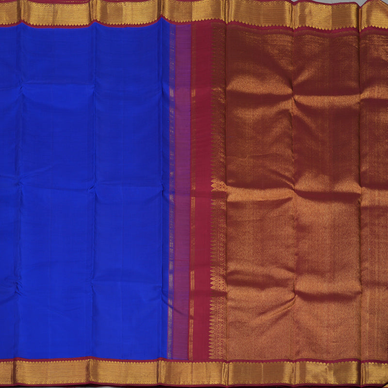 Hayagrivas Handloom MS Blue Kanjivaram Silk Saree with Maroon border KBE1379J6-1