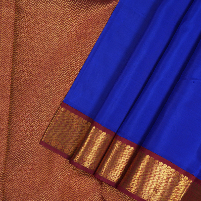 Hayagrivas Handloom MS Blue Kanjivaram Silk Saree with Maroon border KBE1379J6-1