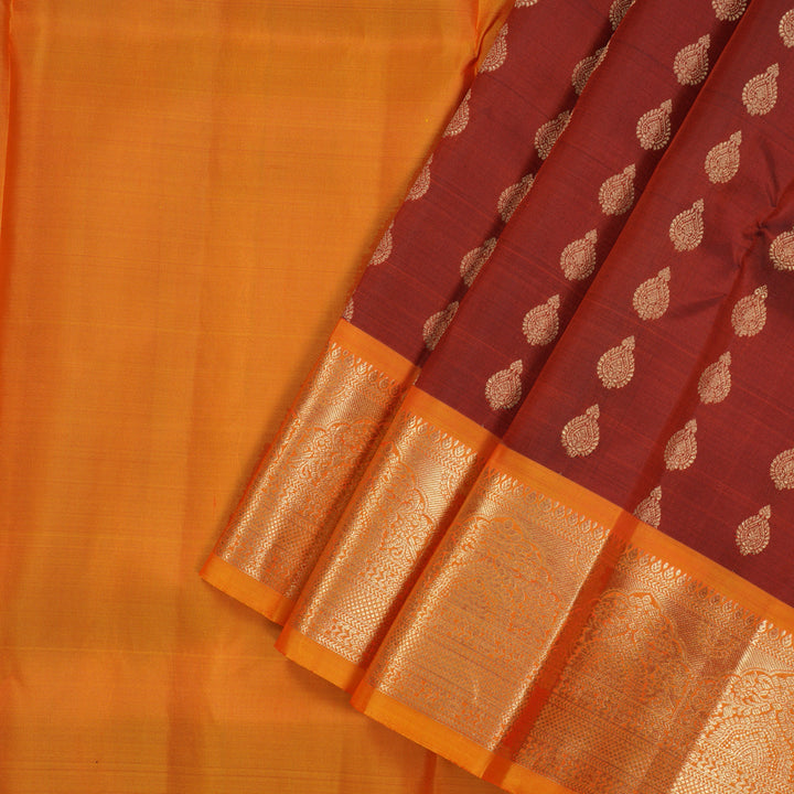 Hayagrivas Handloom Araku Kanjivaram Pattu Pavadai with Orange Border KBE1380J3-1