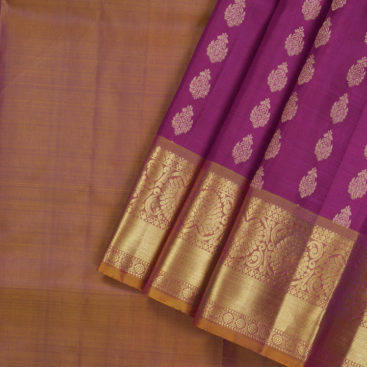 Hayagrivas Handloom Purple Kanjivaram Pattu Pavadai with Bronze Brown Border KBE1380J3-10