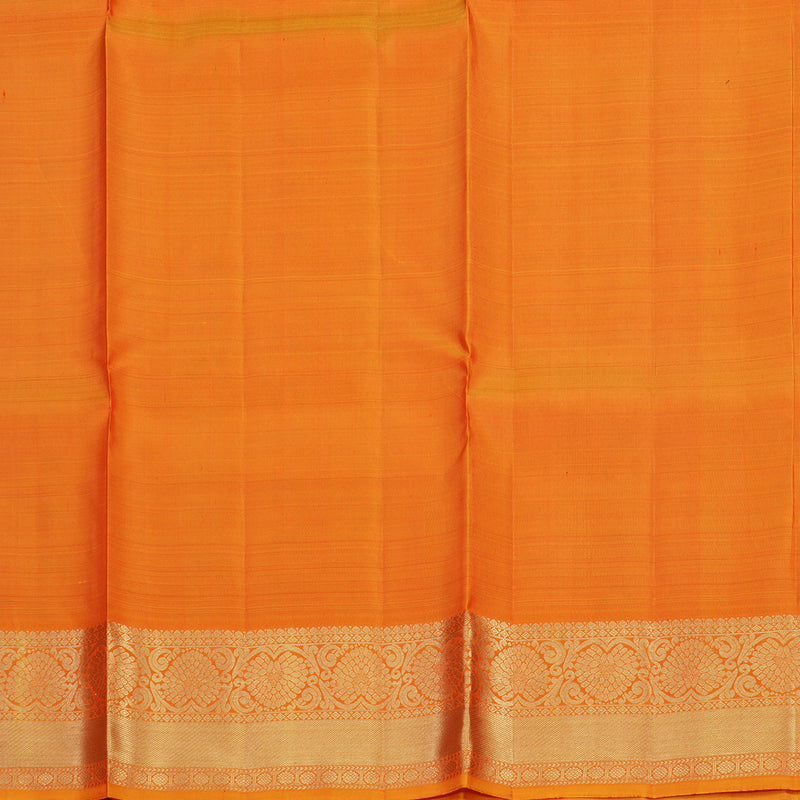 Hayagrivas Handloom Rani Pink Kanjivaram Silk Pattu Pavadai with Golden Orange Border KBE1380J3-2
