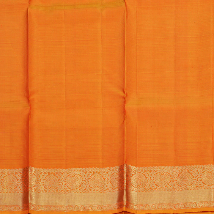 Hayagrivas Handloom Rani Pink Kanjivaram Silk Pattu Pavadai with Golden Orange Border KBE1380J3-2