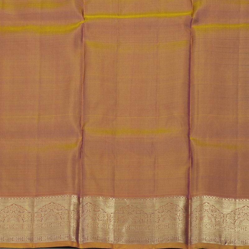 Hayagrivas Handloom Violet Kanjivaram Silk Pattu Pavadai with Mild Golden Orange Border KBE1380J3-5