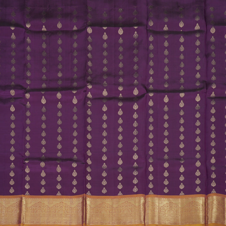 Hayagrivas Handloom Violet Kanjivaram Silk Pattu Pavadai with Mild Golden Orange Border KBE1380J3-5