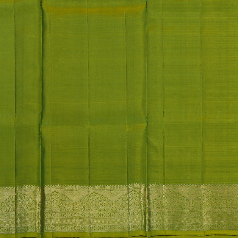 Hayagrivas Handloom Bottle Green Kanjivaram Pattu Pavadai with Leaf Green Border KBE1380J3-6