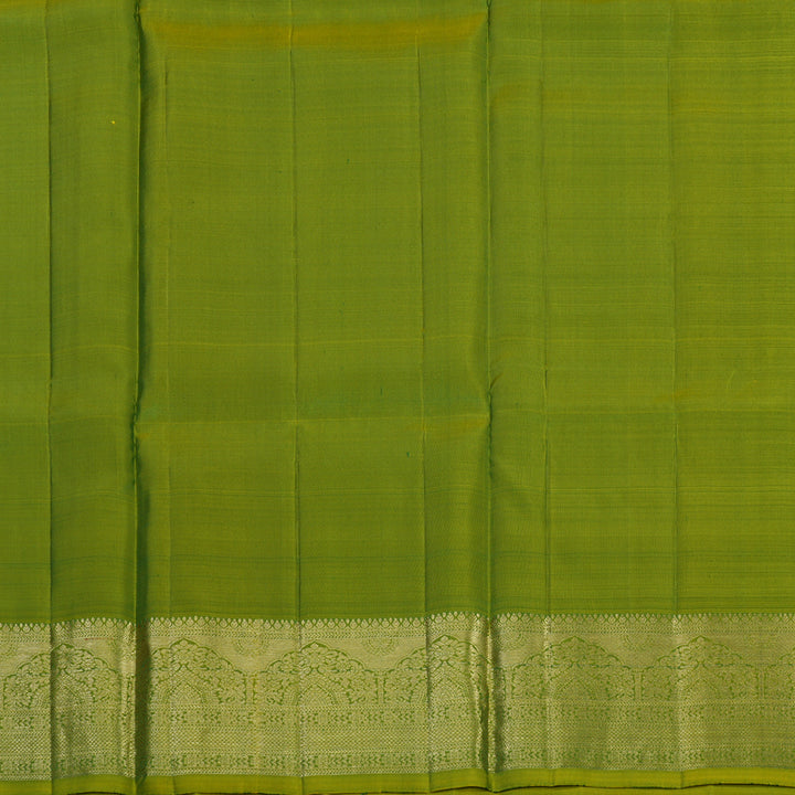 Hayagrivas Handloom Bottle Green Kanjivaram Pattu Pavadai with Leaf Green Border KBE1380J3-6