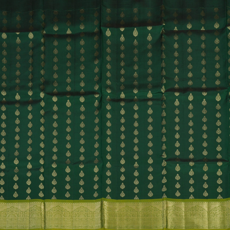 Hayagrivas Handloom Bottle Green Kanjivaram Pattu Pavadai with Leaf Green Border KBE1380J3-6