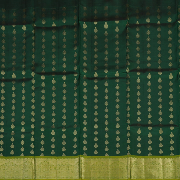 Hayagrivas Handloom Bottle Green Kanjivaram Pattu Pavadai with Leaf Green Border KBE1380J3-6