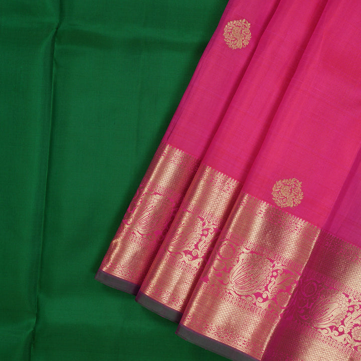 Hayagrivas Handloom Rani Pink Kanjivaram Pattu Pavadai with Manthalir Selvedge KBE1380J4-1