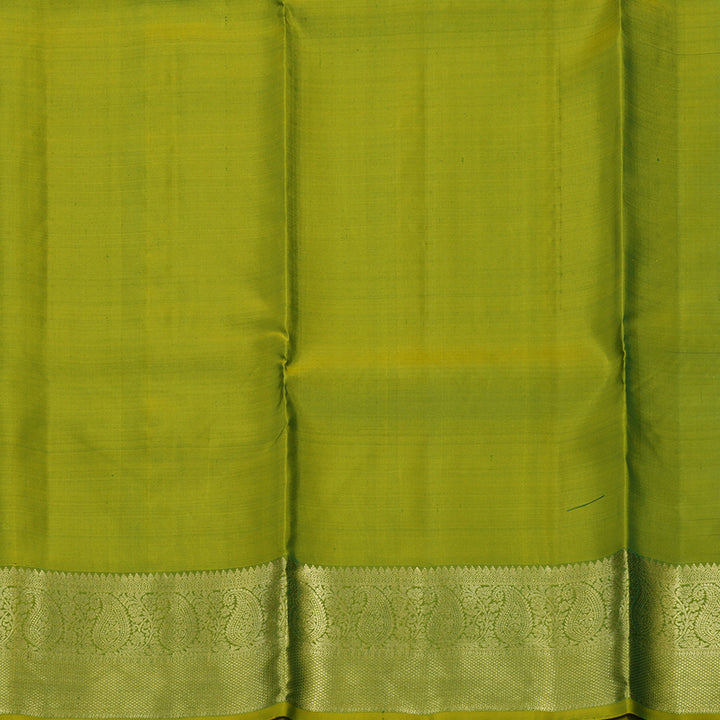 Hayagrivas Handloom Bottle Green Kanjivaram Silk Pattu Pavadai with Leaf Green Border KBE1380J5-5