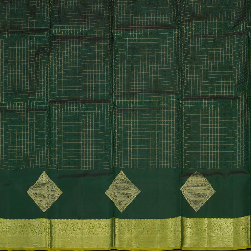 Hayagrivas Handloom Bottle Green Kanjivaram Silk Pattu Pavadai with Leaf Green Border KBE1380J5-5