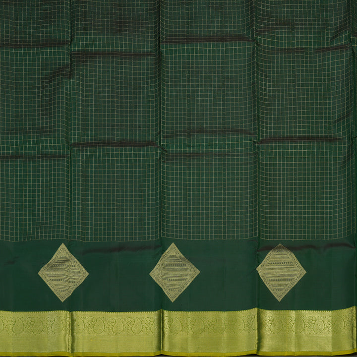 Hayagrivas Handloom Bottle Green Kanjivaram Silk Pattu Pavadai with Leaf Green Border KBE1380J5-5