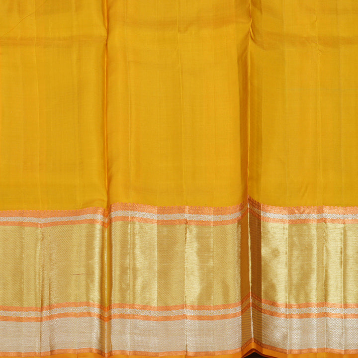 Hayagrivas Handloom Sky Blue Kanjivaram Silk Pattu Pavadai with Golden Yellow Border KBE1380J6-5