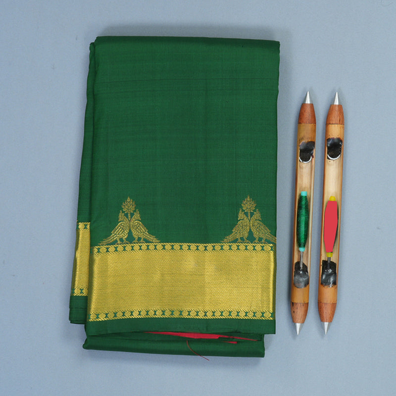 Hayagrivas Handloom Bottle Green Kanjivaram Silk Saree KBE1382J14-3