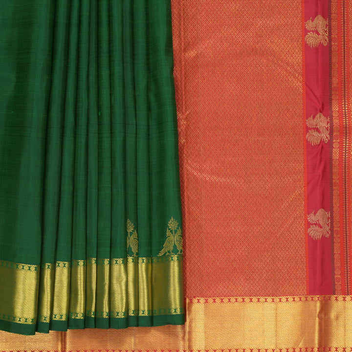 Hayagrivas Handloom Bottle Green Kanjivaram Silk Saree KBE1382J14-3
