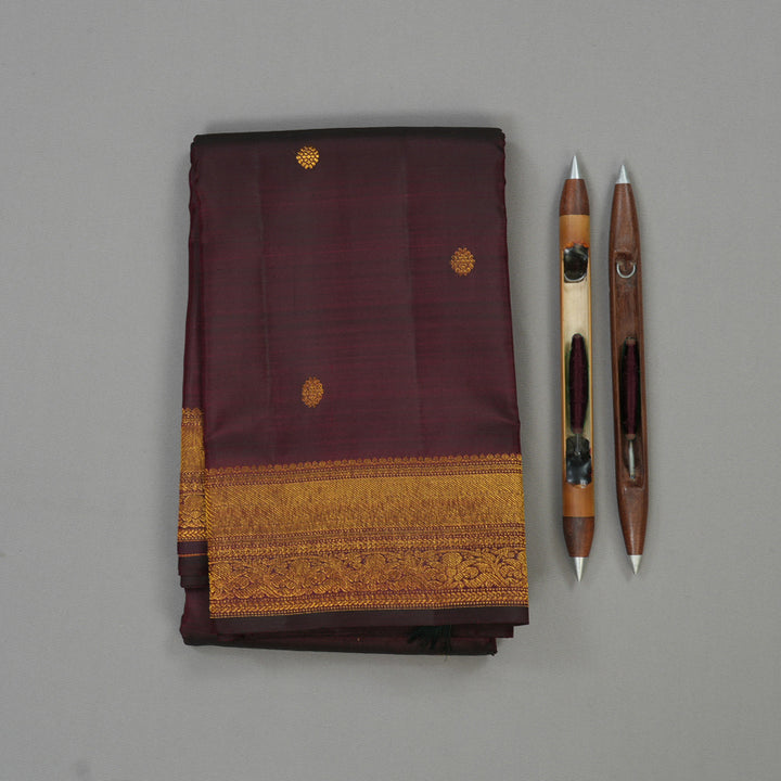Hayagrivas Handloom Wine Maroon Kanjivaram Silk Saree KBE1382J16-3