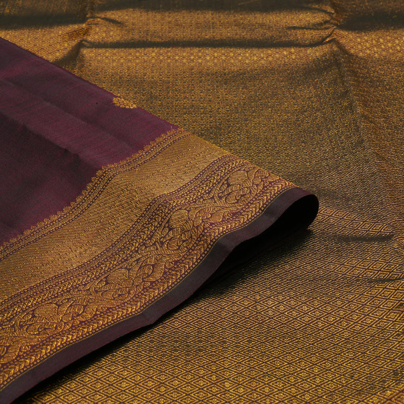 Hayagrivas Handloom Wine Maroon Kanjivaram Silk Saree KBE1382J16-3