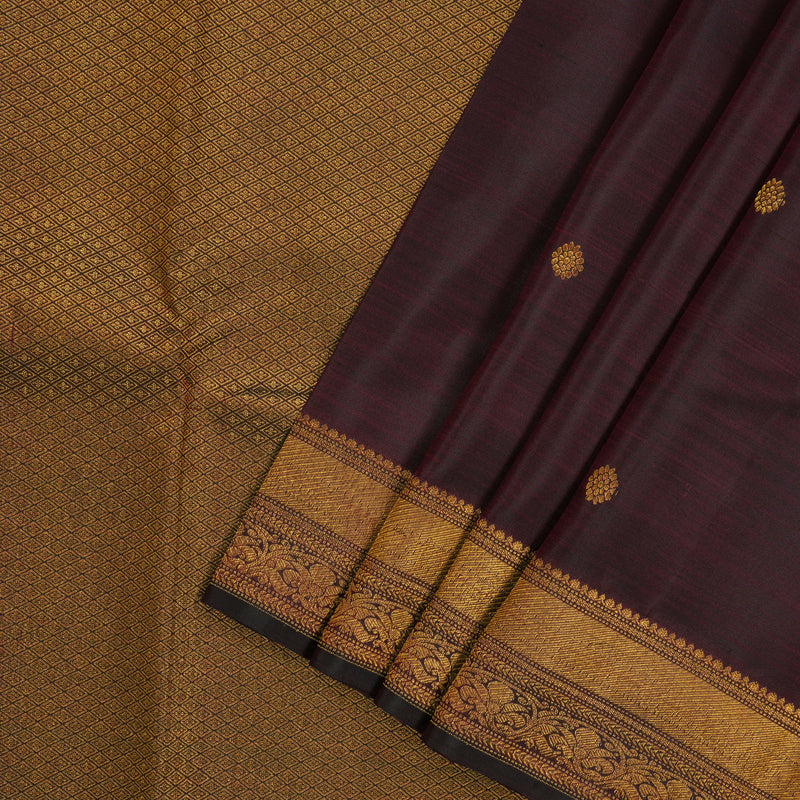 Hayagrivas Handloom Wine Maroon Kanjivaram Silk Saree KBE1382J16-3