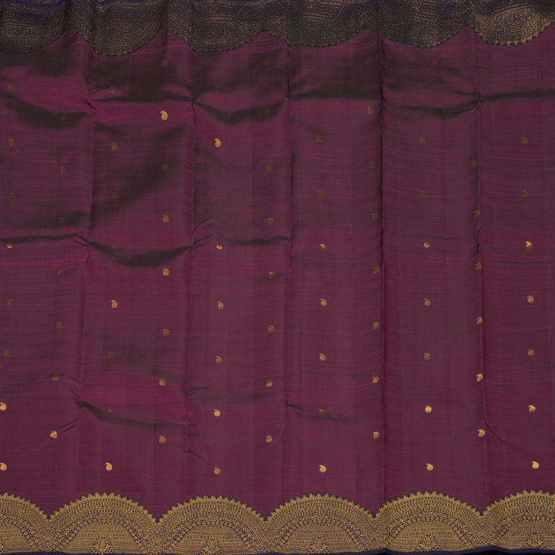 Hayagrivas Handloom Wine Purple Kanjivaram Silk Saree with Deep Violet Border KBE1382J19-1