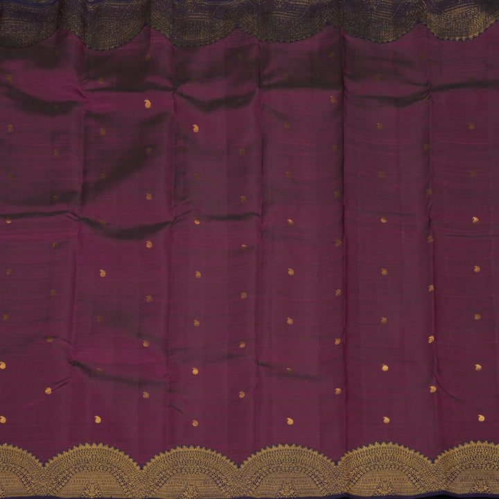 Hayagrivas Handloom Wine Purple Kanjivaram Silk Saree with Deep Violet Border KBE1382J19-1