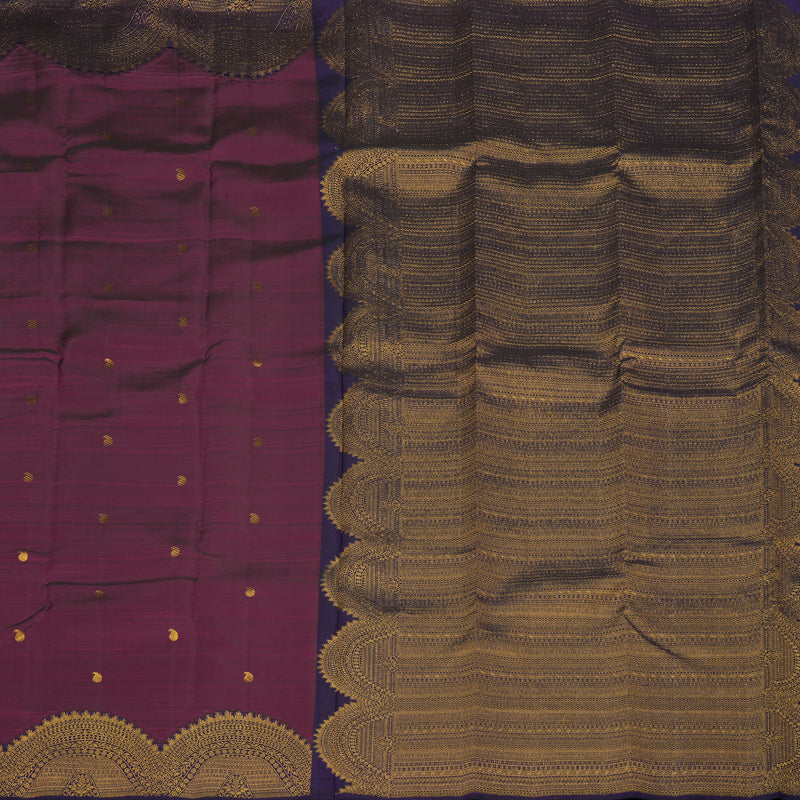 Hayagrivas Handloom Wine Purple Kanjivaram Silk Saree with Deep Violet Border KBE1382J19-1