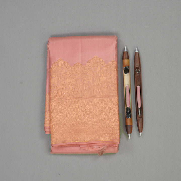 Hayagrivas Handloom Rose Pink Kanjivaram Silk Saree KBE1382J21-1