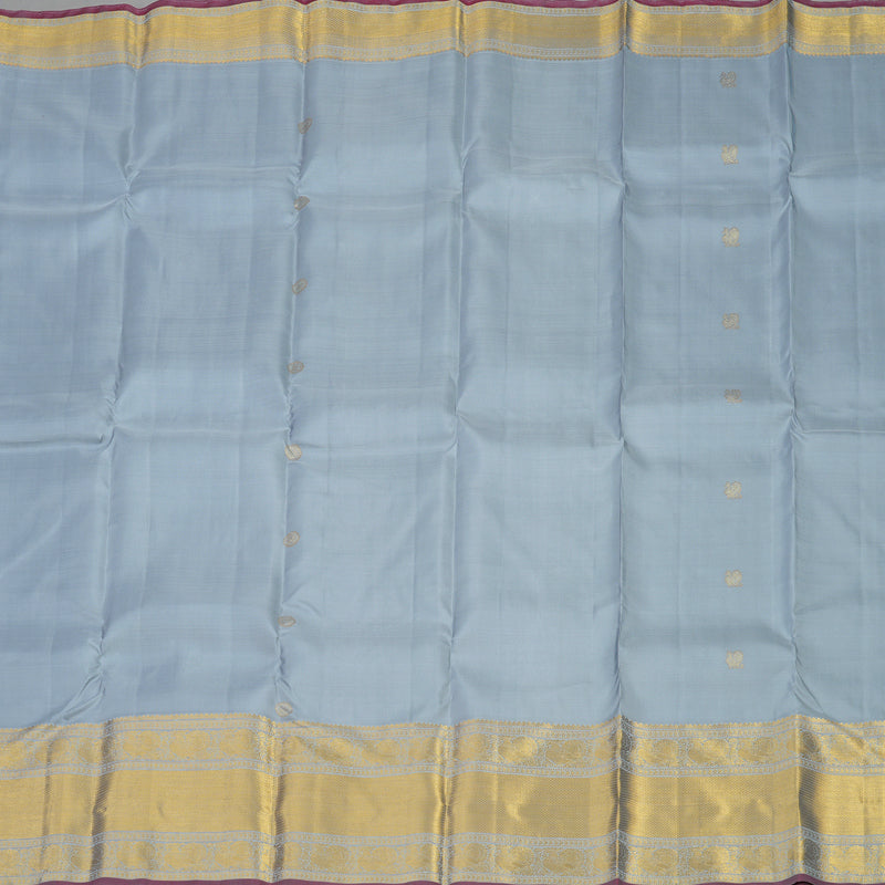 Hayagrivas Handloom Bluish Grey Kanjivaram Silk Saree with Bluish Grey Border KBE1382J4-1
