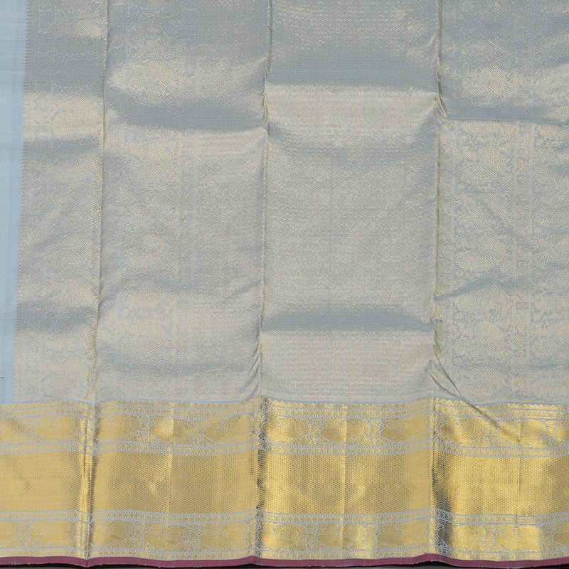 Hayagrivas Handloom Bluish Grey Kanjivaram Silk Saree with Bluish Grey Border KBE1382J4-1