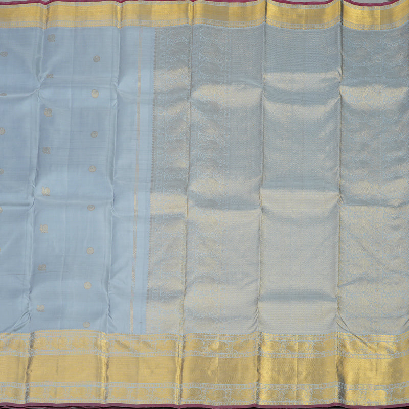 Hayagrivas Handloom Bluish Grey Kanjivaram Silk Saree with Bluish Grey Border KBE1382J4-1