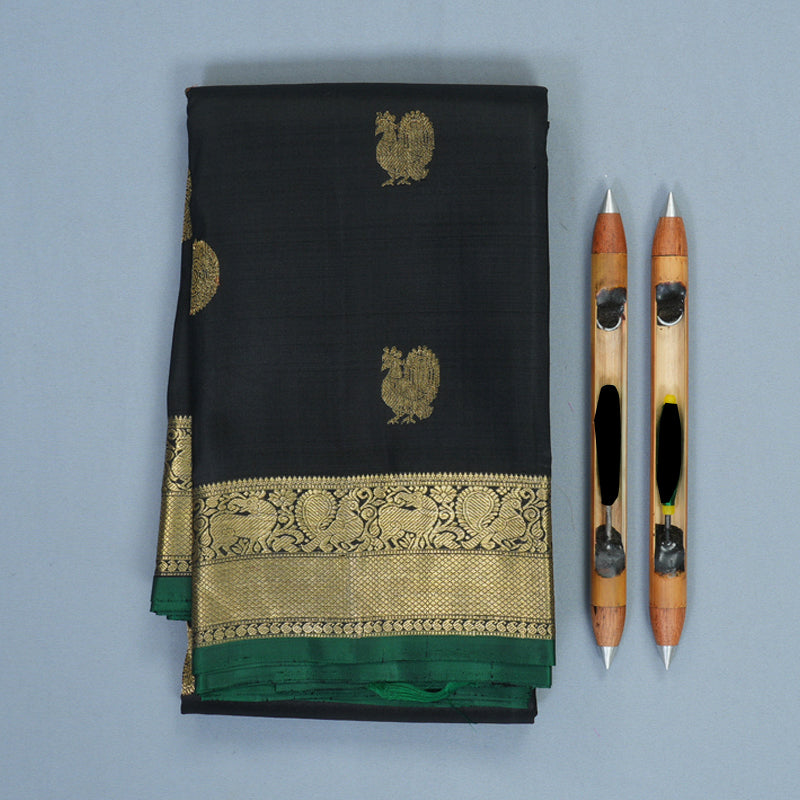 Hayagrivas Handloom Black Kanjivaram Silk Saree KBE1382J6-1