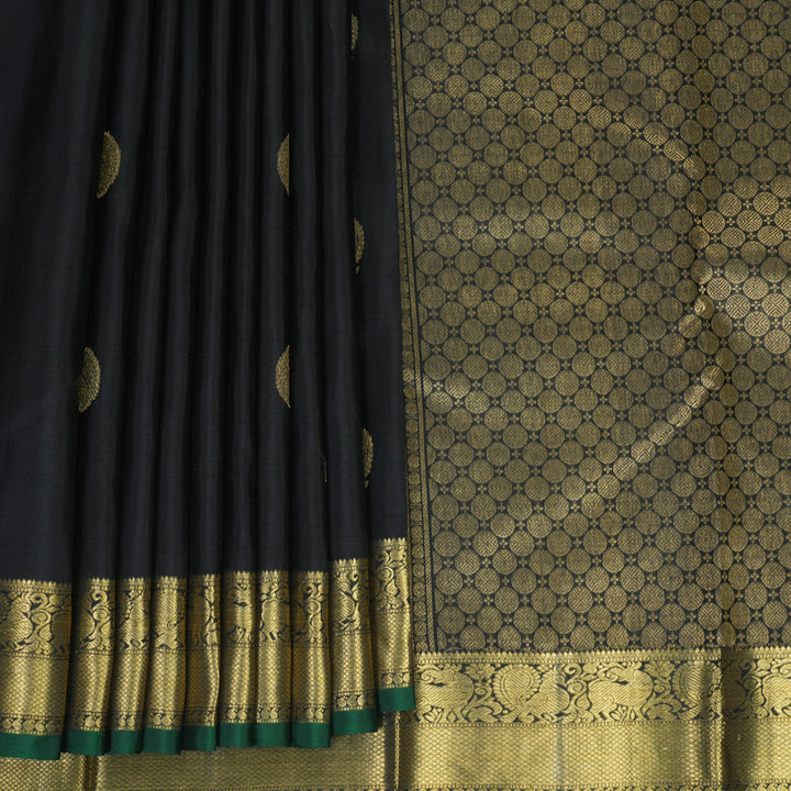 Hayagrivas Handloom Black Kanjivaram Silk Saree KBE1382J6-1